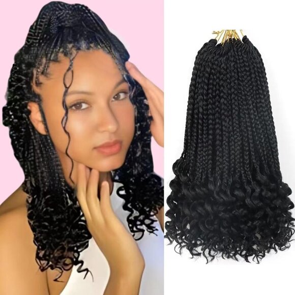 Goddess Box Braids Crochet Hair for Black Women 14 Inch Short Crochet Braids wit - Picture 1 of 6